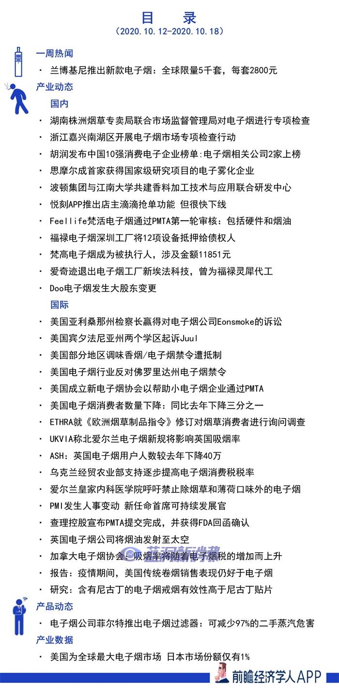 前瞻电子烟产业全球周报第71期